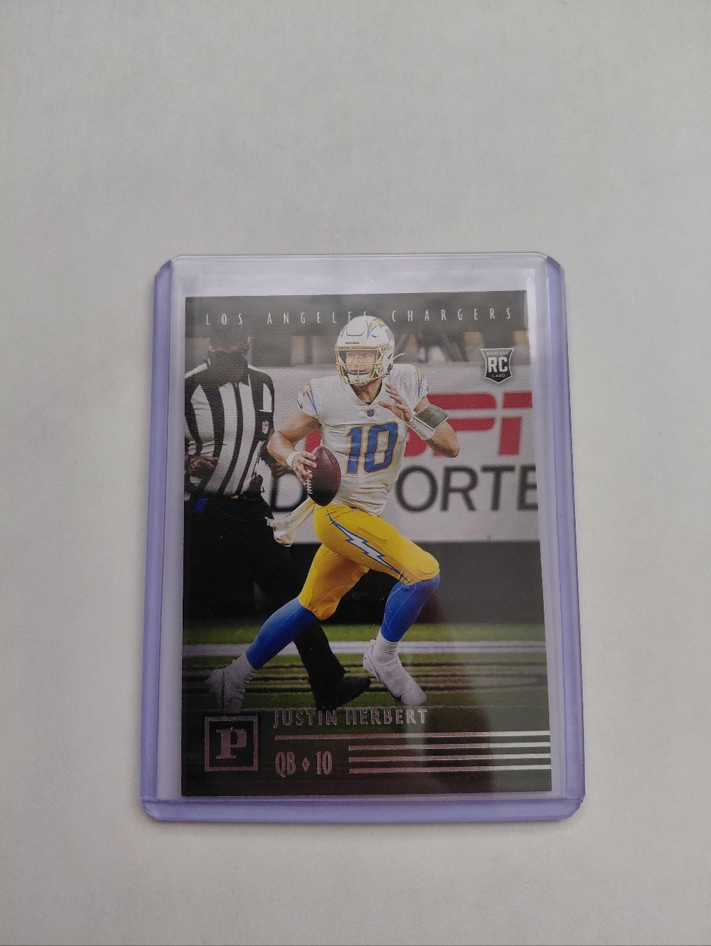Panini Justin Herbert Rookie Card in Lavender Sleeve
